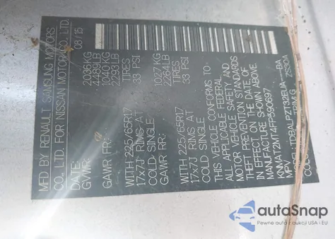 2015 Nissan Rogue S из США, поврежденный, VIN KNMAT2MT4FP590697